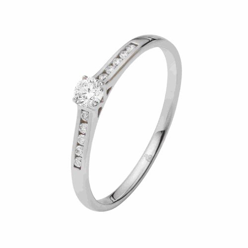 Rauschmayer Verlobungsring Antragsring Weißgold 51-00033 mit Brillant 0,11 ct gesamt 0,17 ct