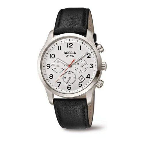 BOCCIA 3749-01 Herrenuhr Titan Lederband