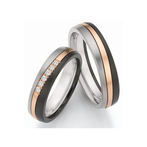 Nowotny Collection Ruesch Trauringe Eheringe 14/20133-050  14/20143-050 Surfing Colors (Zirconium/585 Rotgold/Titan )