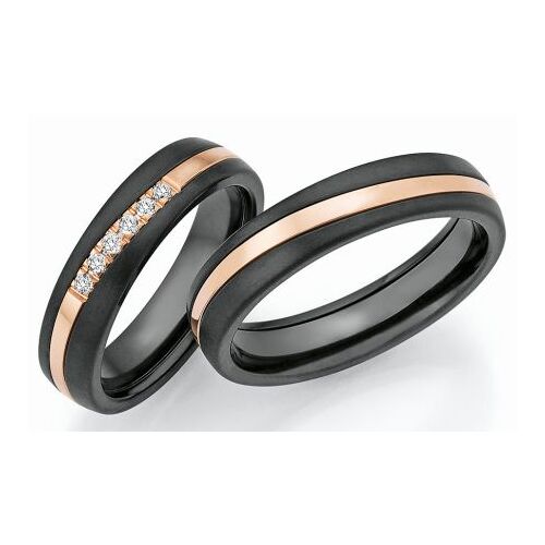 Nowotny Collection Ruesch Trauringe Eheringe 14/20153-050  14/20163-050 Surfing Colors (Zirconium/585 Rotgold )